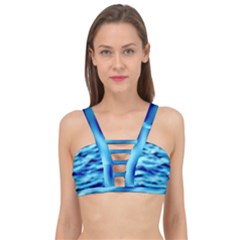 Blue Waves Abstract Series No4 Cage Up Bikini Top by DimitriosArt