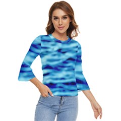 Blue Waves Abstract Series No4 Bell Sleeve Top