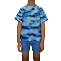 Blue Waves Abstract Series No5 Kids  Short Sleeve Swimwear by DimitriosArt