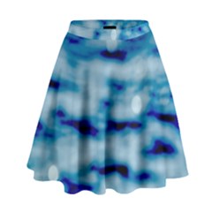 Blue Waves Abstract Series No5 High Waist Skirt by DimitriosArt