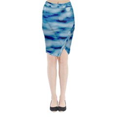 Blue Waves Abstract Series No5 Midi Wrap Pencil Skirt by DimitriosArt