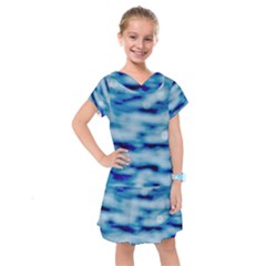 Blue Waves Abstract Series No5 Kids  Drop Waist Dress by DimitriosArt