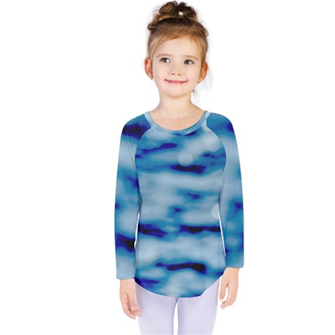 Blue Waves Abstract Series No5 Kids  Long Sleeve Tee by DimitriosArt