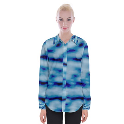 Blue Waves Abstract Series No5 Womens Long Sleeve Shirt by DimitriosArt