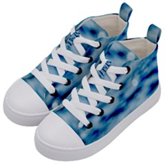 Blue Waves Abstract Series No5 Kids  Mid-top Canvas Sneakers by DimitriosArt