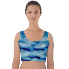 Blue Waves Abstract Series No5 Velvet Crop Top by DimitriosArt