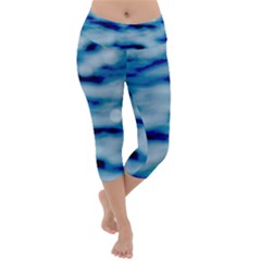 Blue Waves Abstract Series No5 Lightweight Velour Capri Yoga Leggings by DimitriosArt