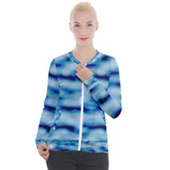 Blue Waves Abstract Series No5 Casual Zip Up Jacket by DimitriosArt