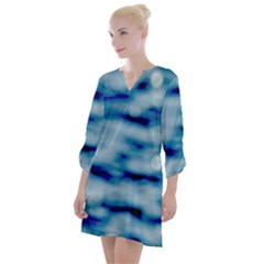 Blue Waves Abstract Series No5 Open Neck Shift Dress by DimitriosArt