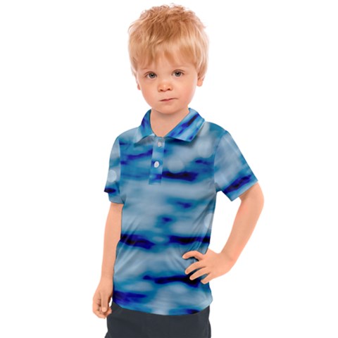 Blue Waves Abstract Series No5 Kids  Polo Tee by DimitriosArt