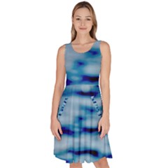 Blue Waves Abstract Series No5 Knee Length Skater Dress With Pockets by DimitriosArt