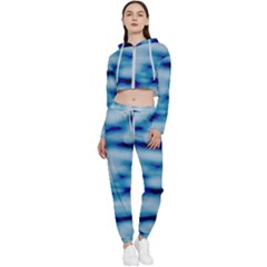 Blue Waves Abstract Series No5 Cropped Zip Up Lounge Set by DimitriosArt