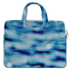 Blue Waves Abstract Series No5 Macbook Pro Double Pocket Laptop Bag by DimitriosArt