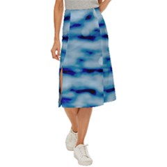 Blue Waves Abstract Series No5 Midi Panel Skirt