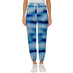 Blue Waves Abstract Series No5 Cropped Drawstring Pants