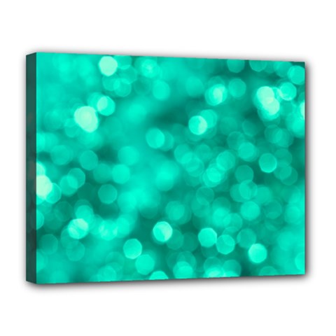 Light Reflections Abstract No9 Turquoise Canvas 14  X 11  (stretched) by DimitriosArt