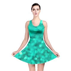 Light Reflections Abstract No9 Turquoise Reversible Skater Dress by DimitriosArt