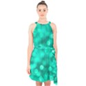 Light Reflections Abstract No9 Turquoise Halter Collar Waist Tie Chiffon Dress View1