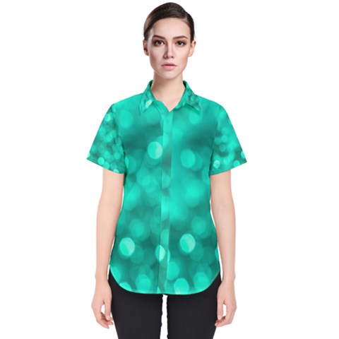 Light Reflections Abstract No9 Turquoise Women s Short Sleeve Shirt by DimitriosArt