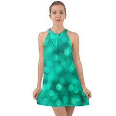 Light Reflections Abstract No9 Turquoise Halter Tie Back Chiffon Dress by DimitriosArt