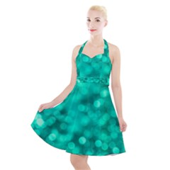 Light Reflections Abstract No9 Turquoise Halter Party Swing Dress  by DimitriosArt