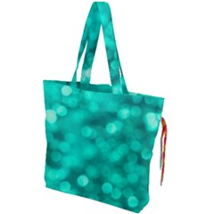 Light Reflections Abstract No9 Turquoise Drawstring Tote Bag by DimitriosArt