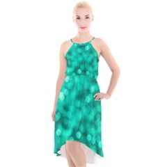 Light Reflections Abstract No9 Turquoise High-low Halter Chiffon Dress  by DimitriosArt