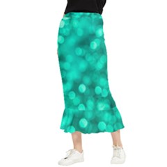 Light Reflections Abstract No9 Turquoise Maxi Fishtail Chiffon Skirt by DimitriosArt