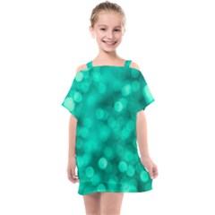 Light Reflections Abstract No9 Turquoise Kids  One Piece Chiffon Dress by DimitriosArt