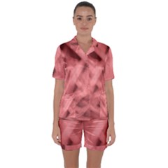 Red Flames Abstract No2 Satin Short Sleeve Pajamas Set by DimitriosArt