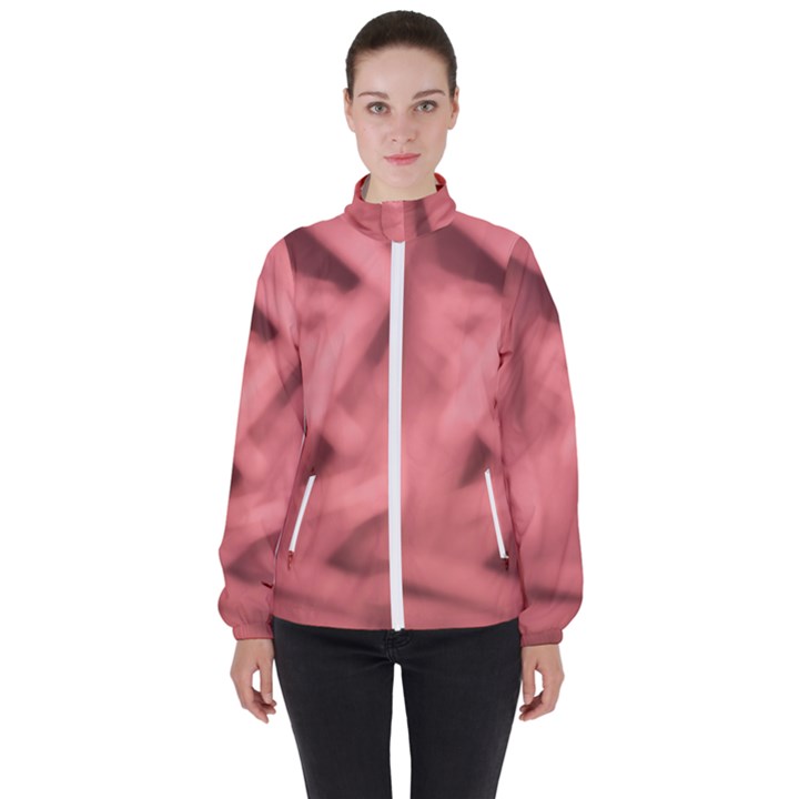 Red Flames Abstract No2 Women s High Neck Windbreaker