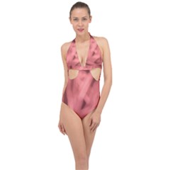 Red Flames Abstract No2 Halter Front Plunge Swimsuit by DimitriosArt