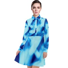 Blue Abstract 2 Long Sleeve Chiffon Shirt Dress by DimitriosArt