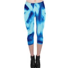 Blue Abstract 2 Capri Leggings  by DimitriosArt