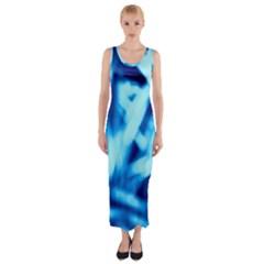 Blue Abstract 2 Fitted Maxi Dress by DimitriosArt