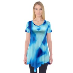 Blue Abstract 2 Short Sleeve Tunic  by DimitriosArt