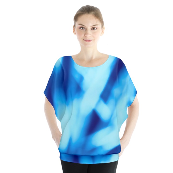 Blue Abstract 2 Batwing Chiffon Blouse