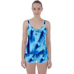 Blue Abstract 2 Tie Front Two Piece Tankini by DimitriosArt