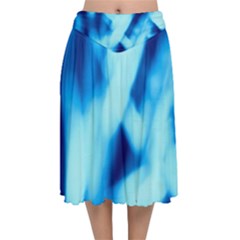 Blue Abstract 2 Velvet Flared Midi Skirt by DimitriosArt