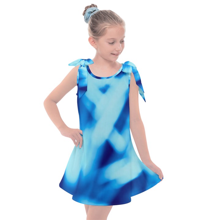 Blue Abstract 2 Kids  Tie Up Tunic Dress