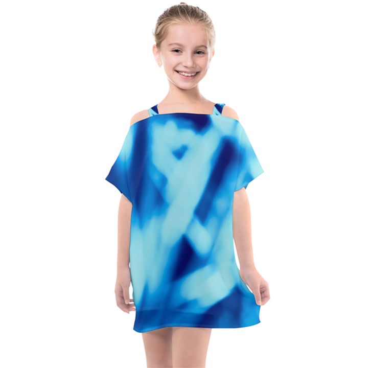 Blue Abstract 2 Kids  One Piece Chiffon Dress