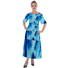 Blue Abstract 2 Shoulder Straps Boho Maxi Dress  by DimitriosArt