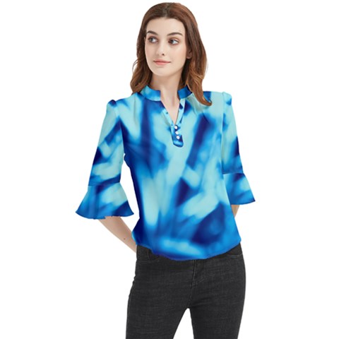 Blue Abstract 2 Loose Horn Sleeve Chiffon Blouse by DimitriosArt