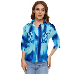 Blue Abstract 2 Women s Quarter Sleeve Pocket Shirt