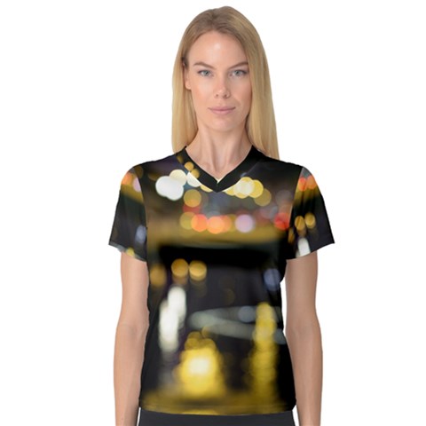 City Lights V-neck Sport Mesh Tee by DimitriosArt