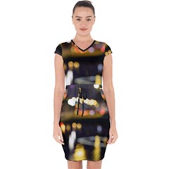 City Lights Capsleeve Drawstring Dress  by DimitriosArt