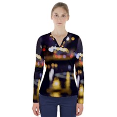 City Lights V-neck Long Sleeve Top by DimitriosArt