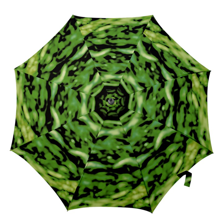 Green  Waves Abstract Series No11 Hook Handle Umbrellas (Large)