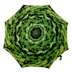 Green  Waves Abstract Series No11 Hook Handle Umbrellas (small) by DimitriosArt