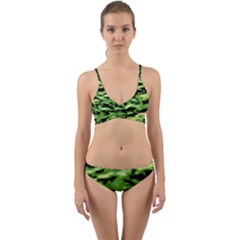 Green  Waves Abstract Series No11 Wrap Around Bikini Set by DimitriosArt